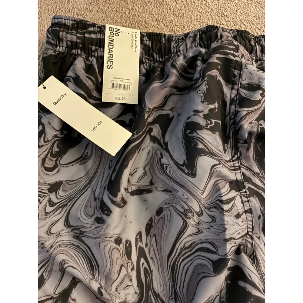 No Boundaries Swim Trunks Mens M Grey Marble Swirl Quick Dry UPF 50+ 6